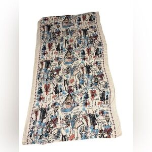 Authentic Christian Lacroix Abstract Sketch Print Viscose Scarf/ Wrap